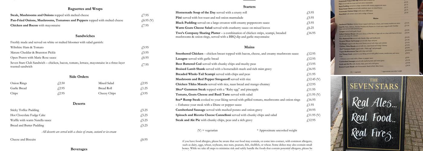 The Seven Stars Menu