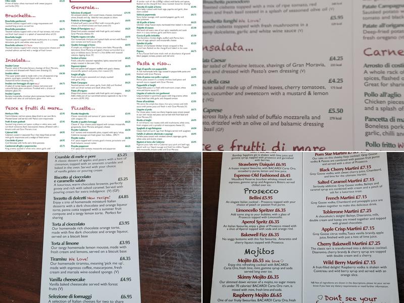 Pesto at the Dibbinsdale Inn Menu