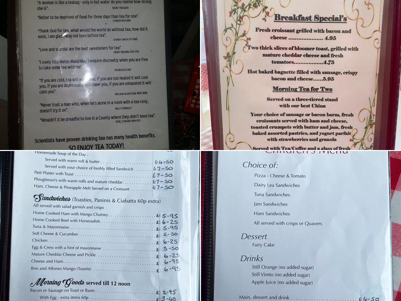 Tudor Rose Tea Rooms Menu