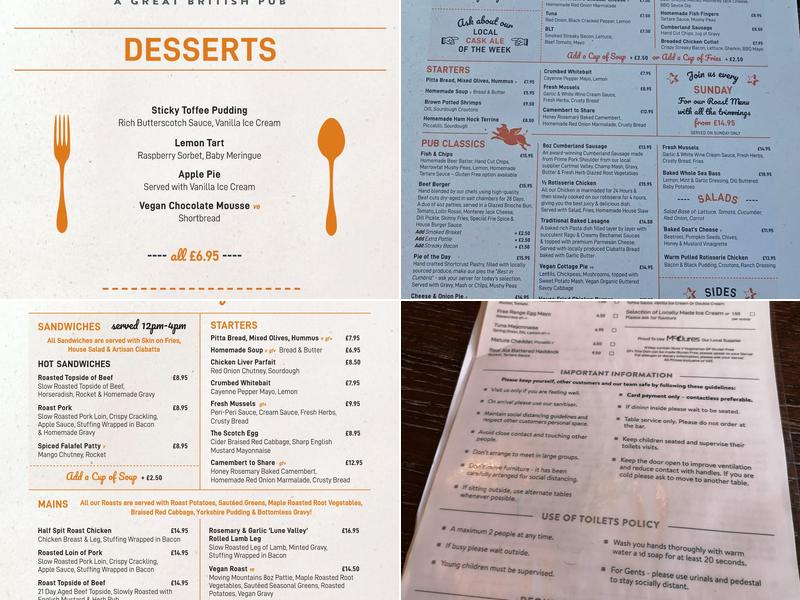 The Flying Pig Pub Menu