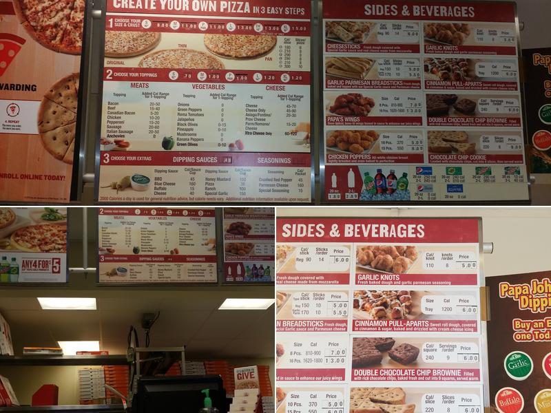 Papa Johns Pizza Menu