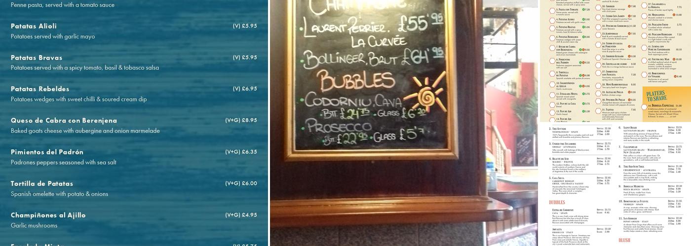 Bodega Bar & Tapas Bowness Menu