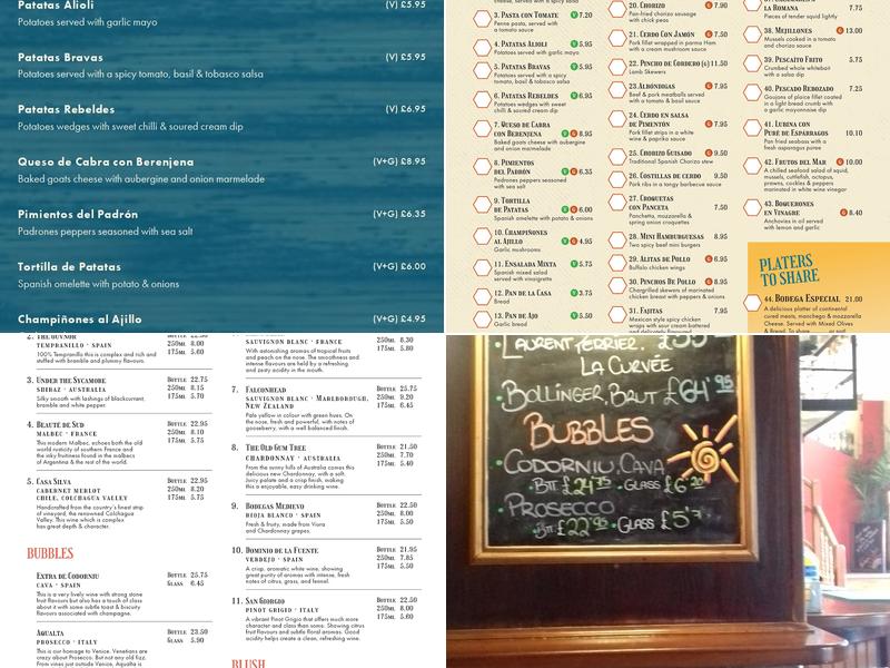 Bodega Bar & Tapas Bowness Menu