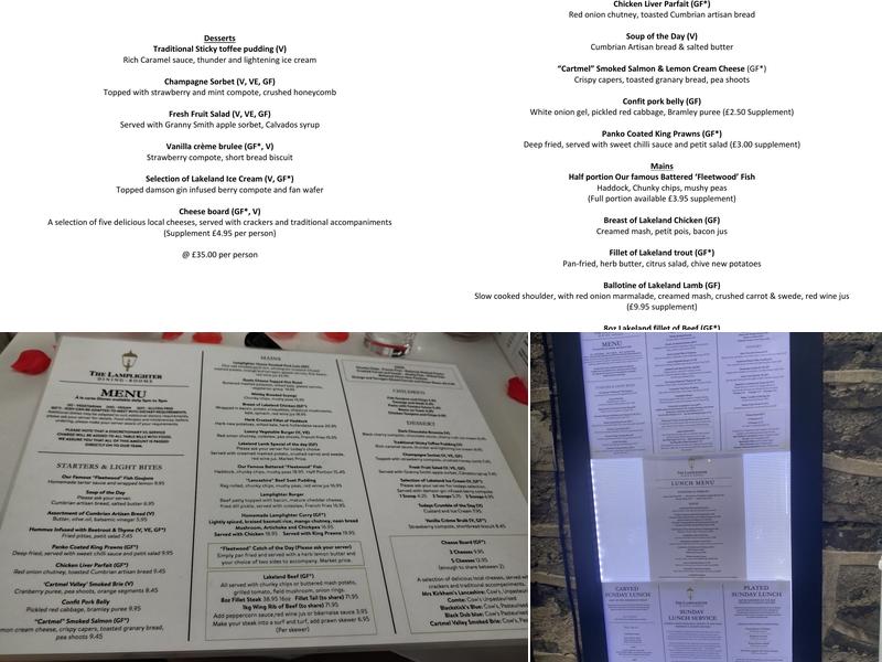 The Lamplighter Dining Rooms Menu