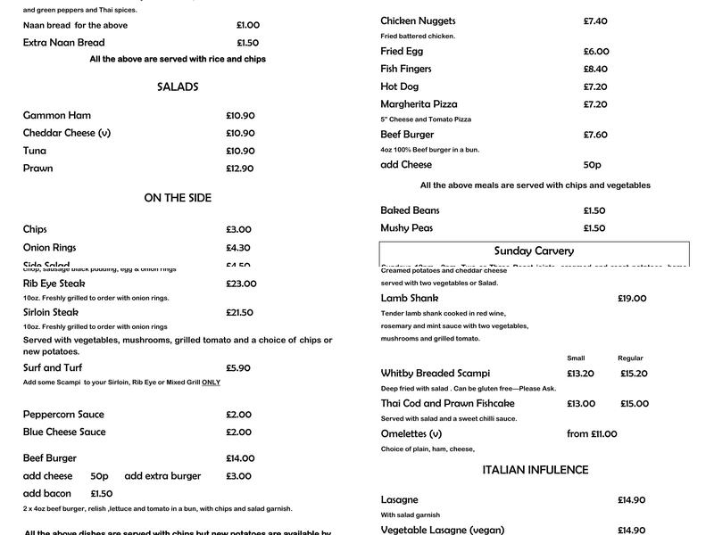 The Half Moon Inn Menu