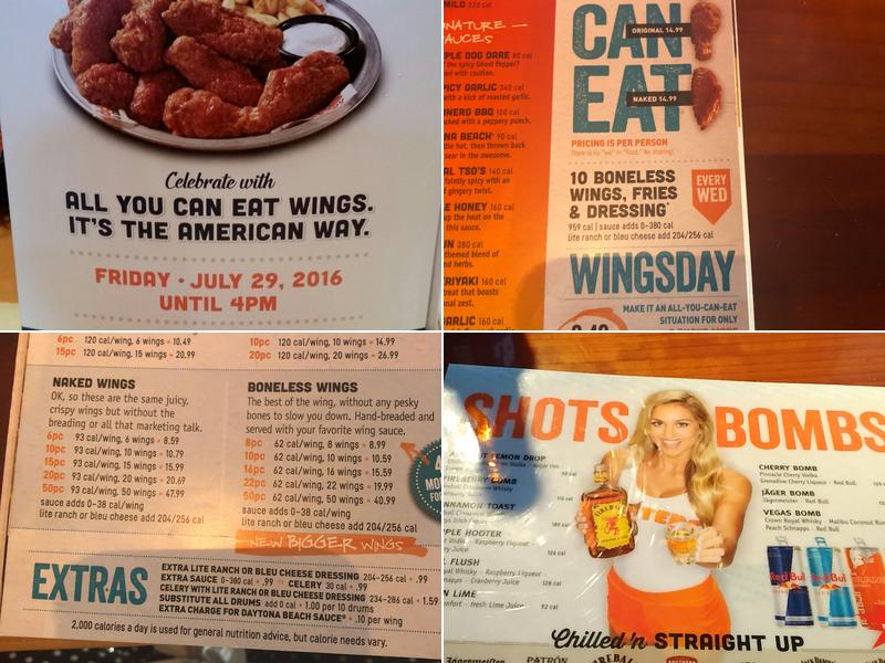Hooters Menu
