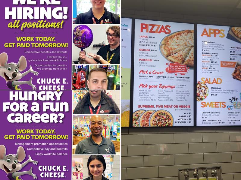 Chuck E. Cheese Menu