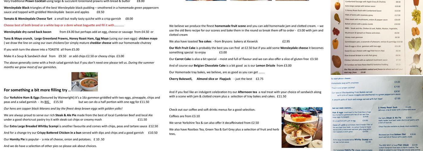 Cross Keys Temperance Inn Menu