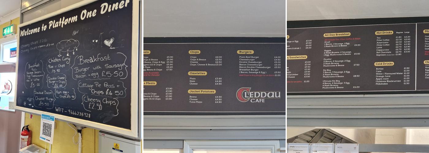 Platform One Diner Menu