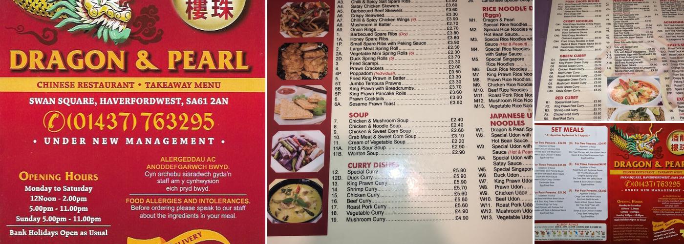 Dragon and pearl Menu