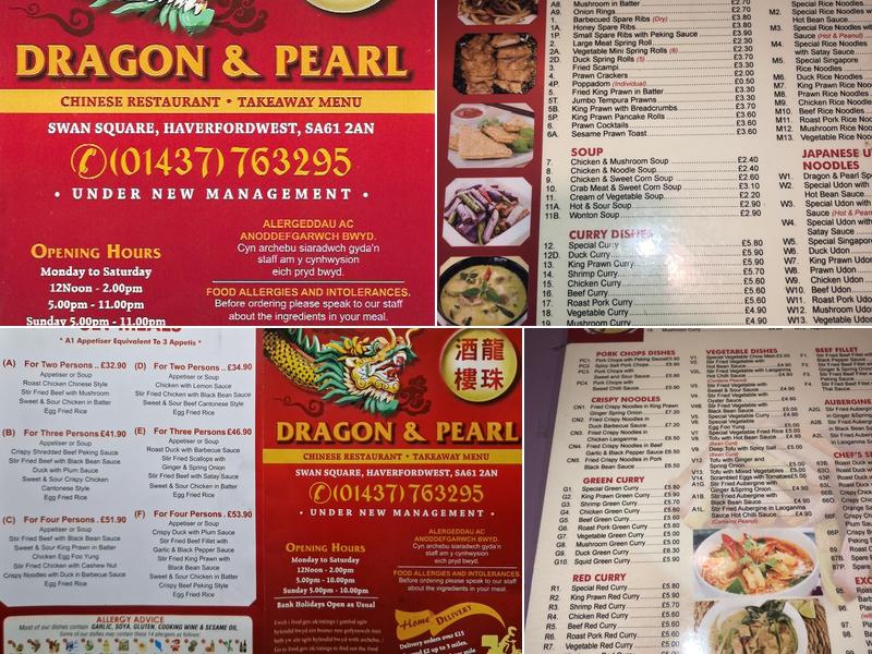 Dragon and pearl Menu