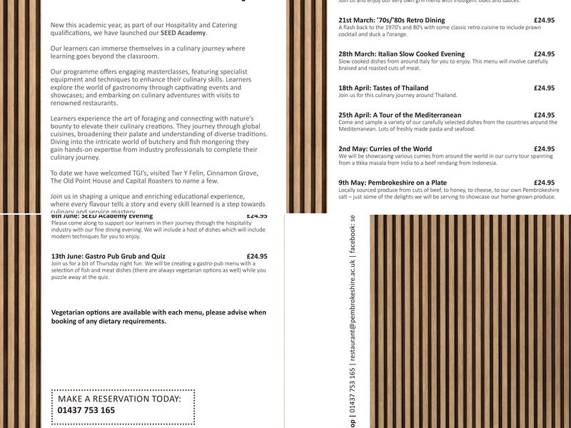 SEED Restaurant & Coffee Shop Menu