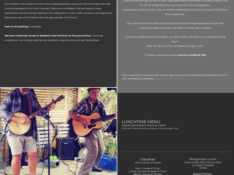 The Bickford Arms Menu