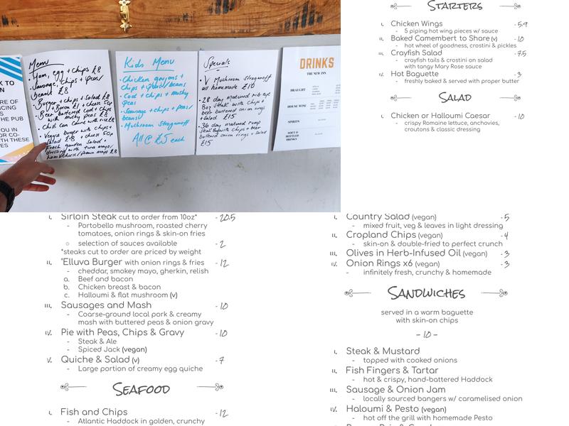 The New Inn, Roborough Menu