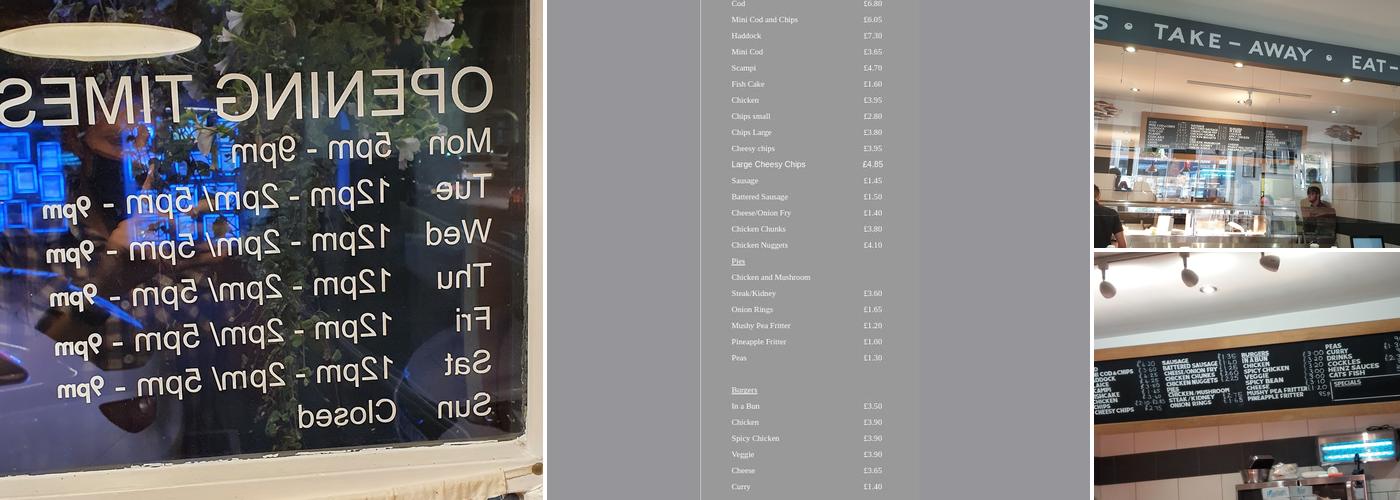 Taffs Fish & Chips Menu