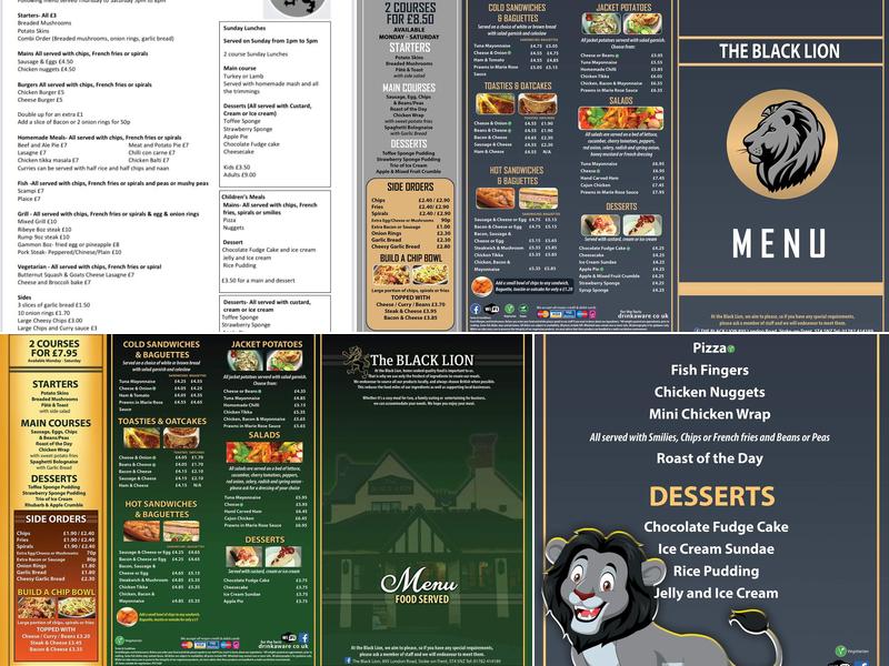 The Black Lion Menu