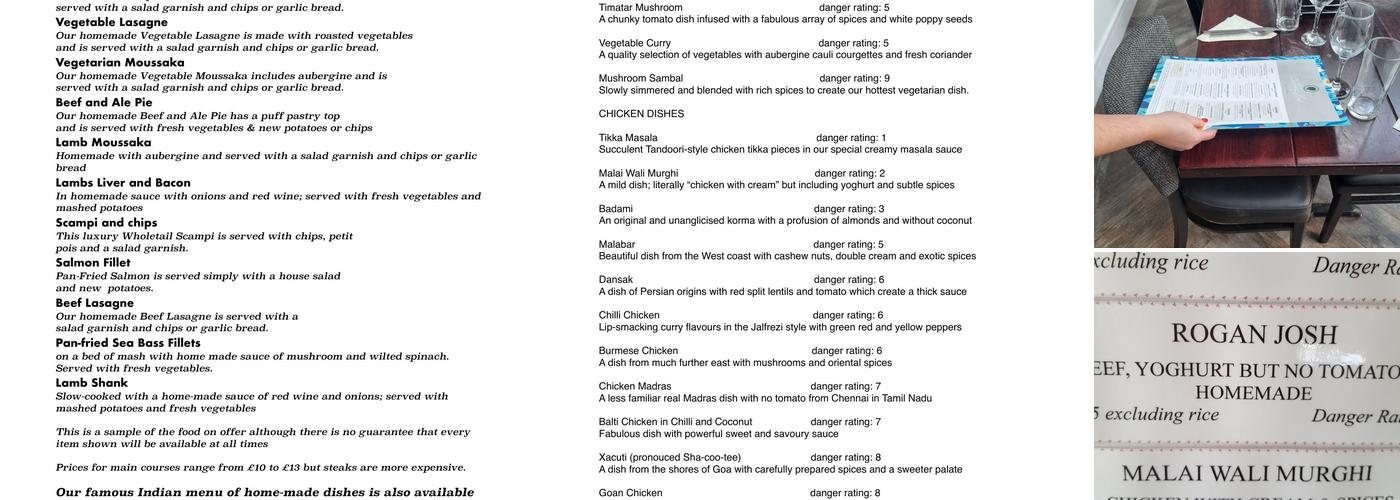 Queens Head Public House Menu