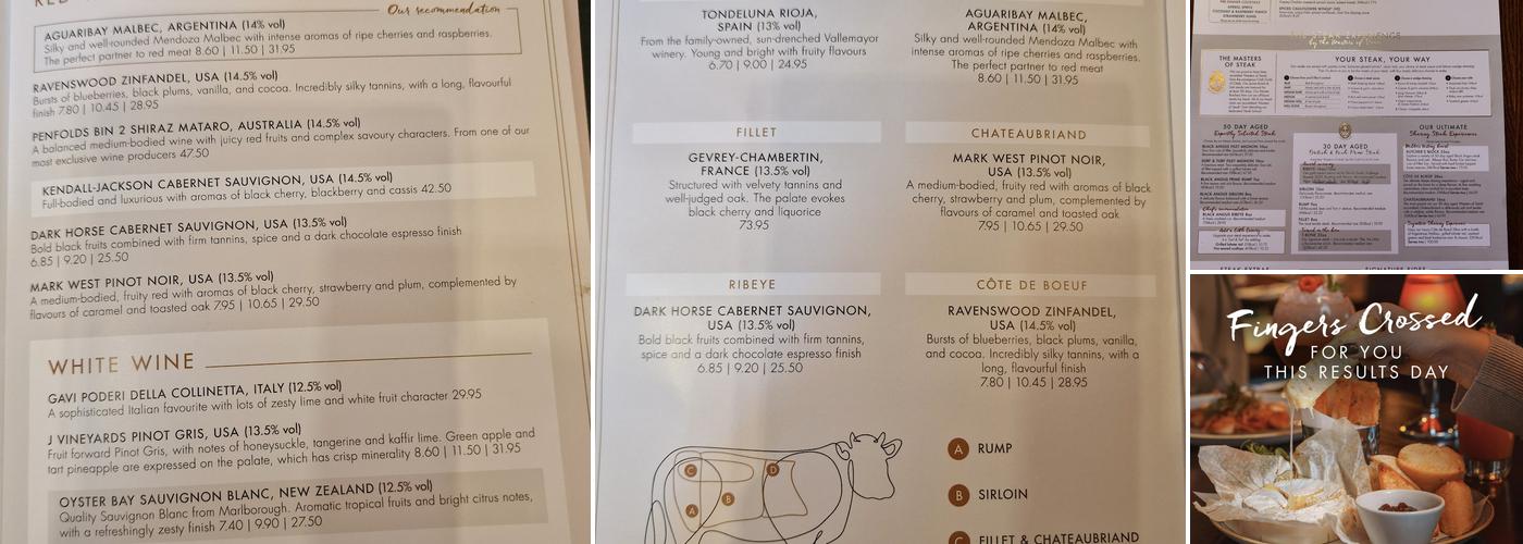 Miller & Carter Talke Menu