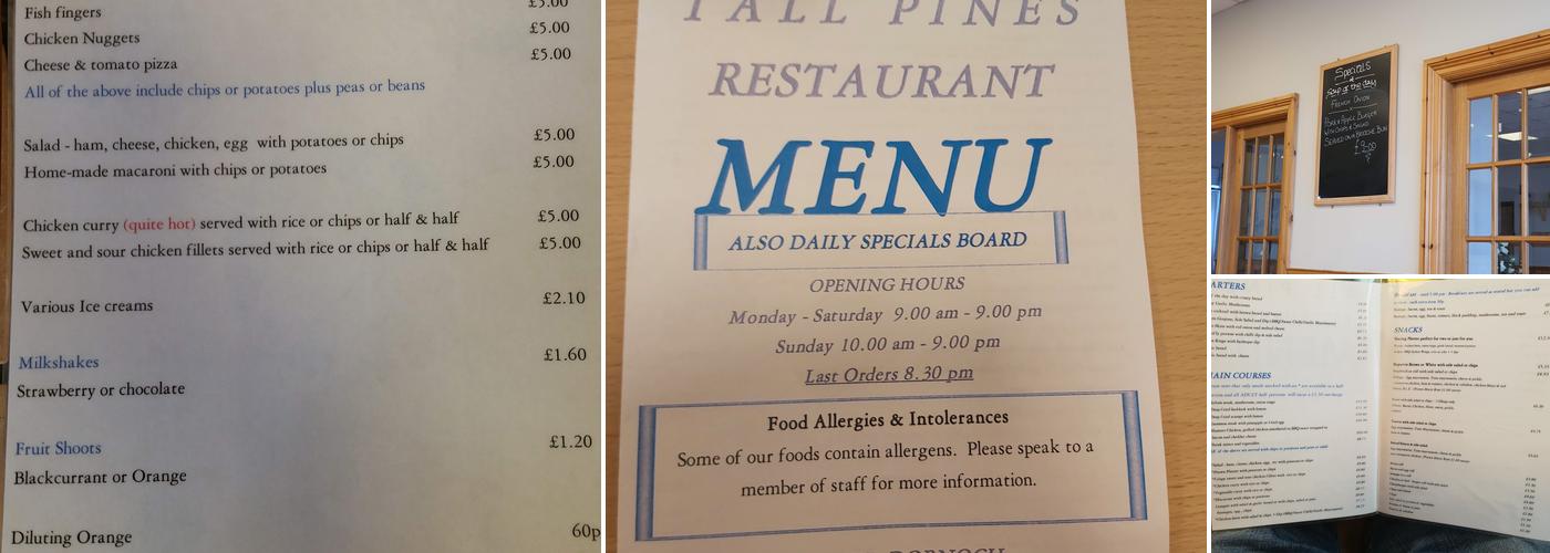 Tall Pines Menu