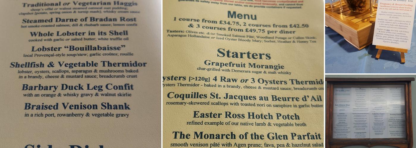 The Oystercatcher Menu
