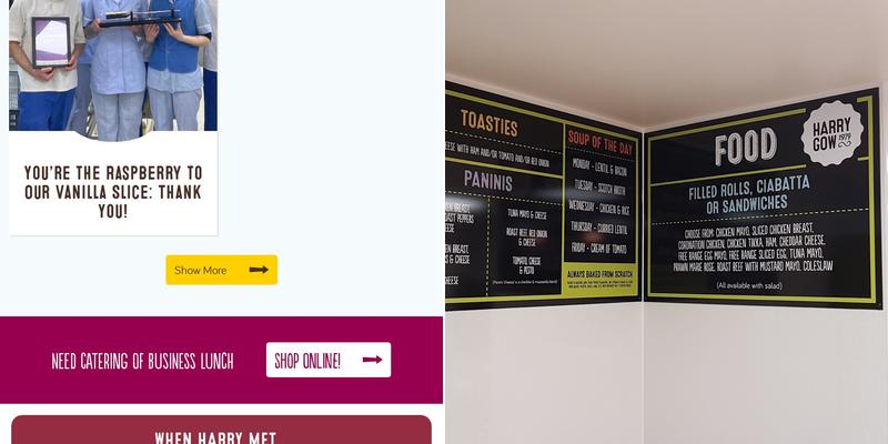 Harry Gow Bakery - Tain Menu