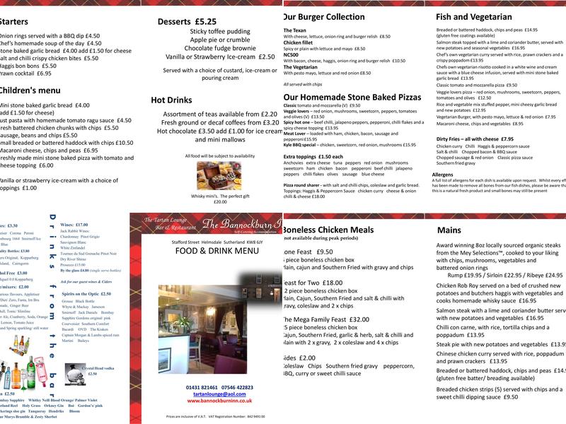 The Bannockburn Inn Menu