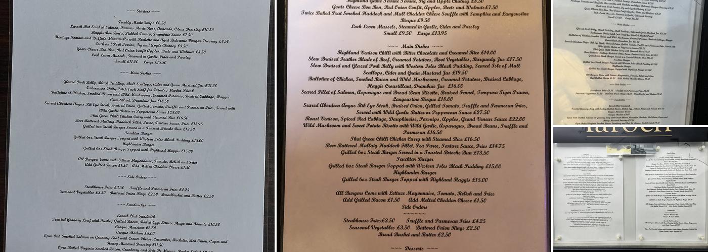 The Laroch Restaurant and Bar Menu