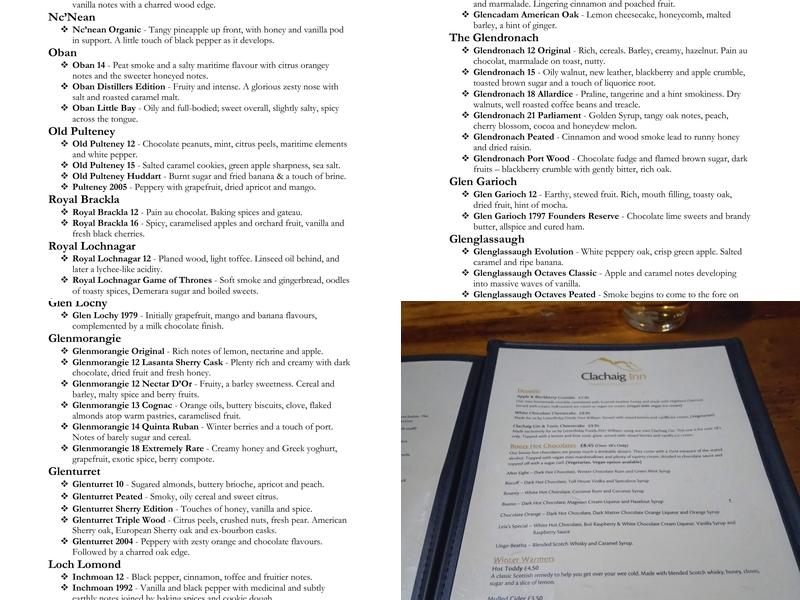 Clachaig Inn Menu