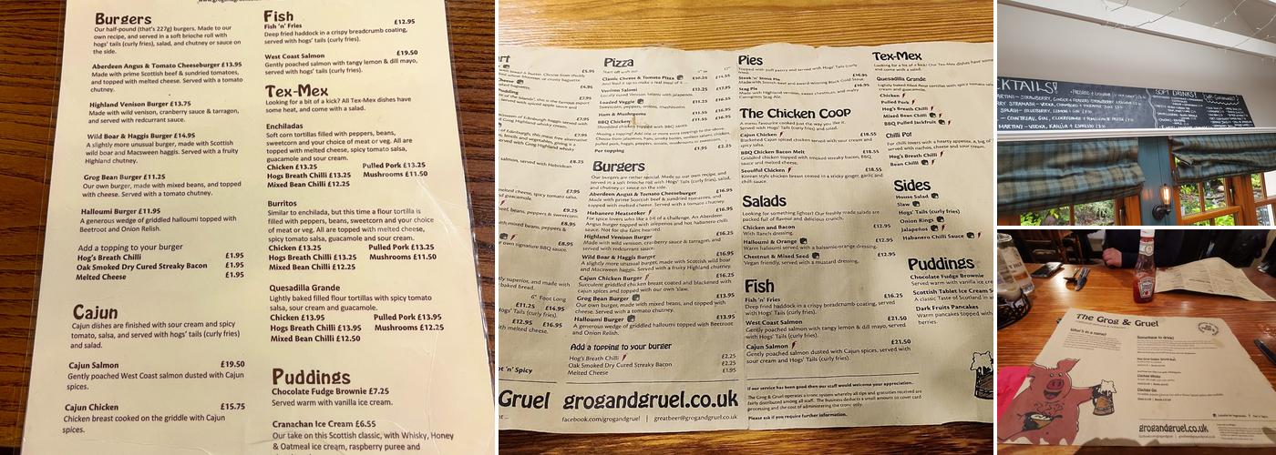 The Grog & Gruel Menu