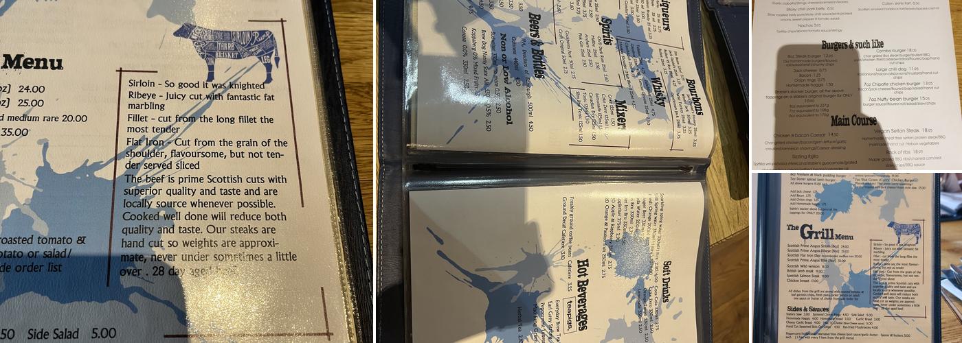 The Stables Restaurant & Grill, Fort William Menu