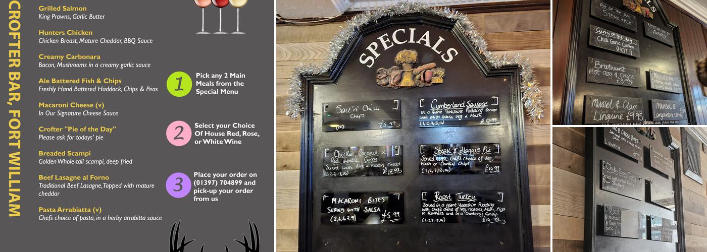 The Crofter Bar and Restaurant Menu