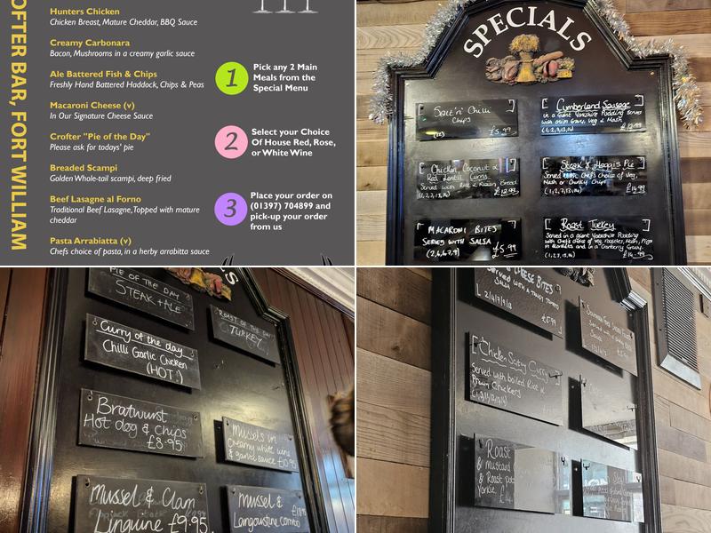 The Crofter Bar and Restaurant Menu