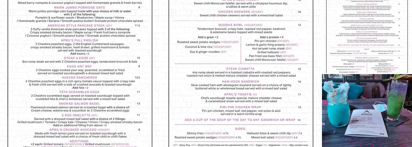 April's Kitchen Menu