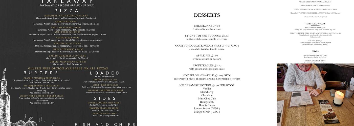 The Egerton Arms Chophouse restaurant and pub Menu