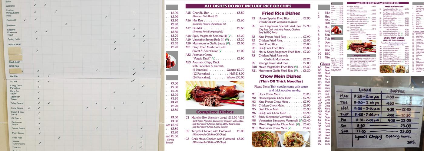 Lymm Fish & Chips Menu