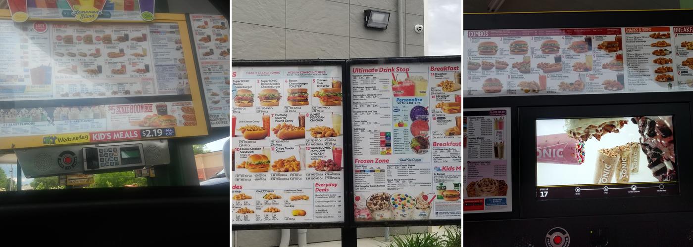 Sonic Drive-In Menu