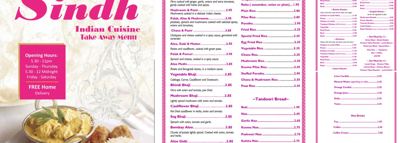 Sindh Indian Cuisine Menu