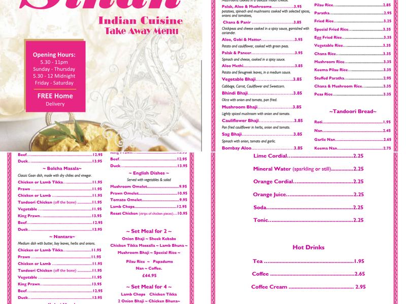 Sindh Indian Cuisine Menu