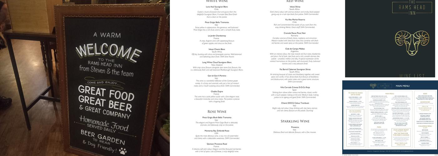 The Rams Head Inn Menu