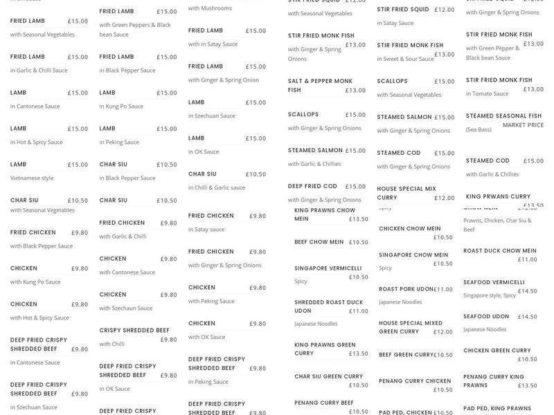 Choy Hing Village Menu