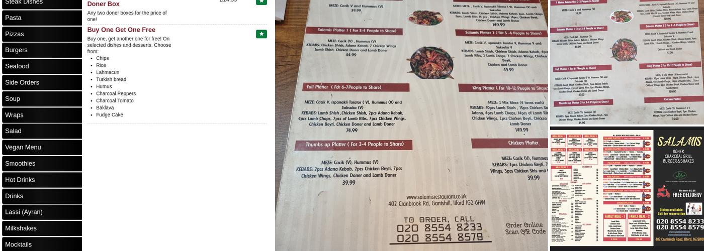 Salamis Restaurant Menu