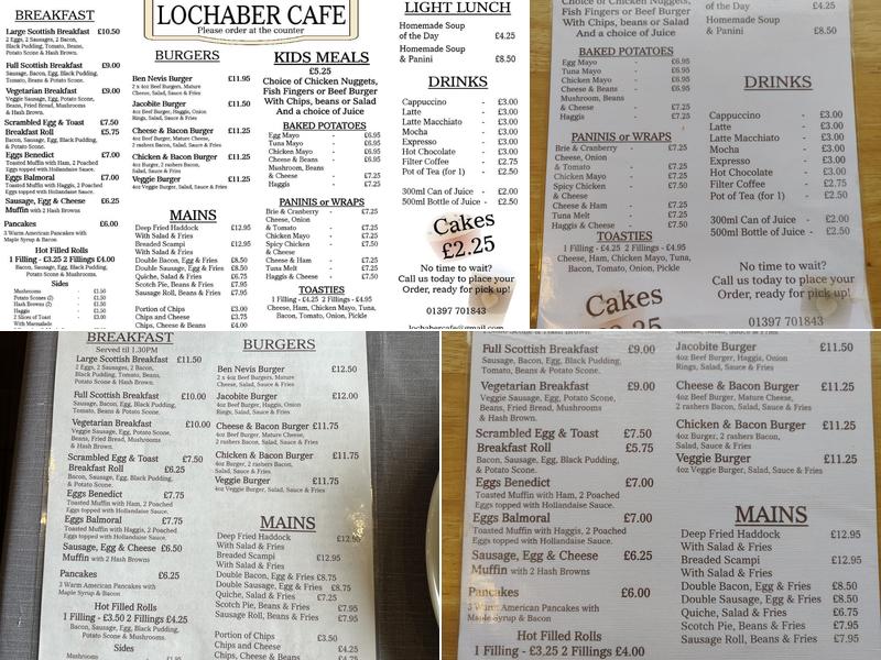 Lochaber Cafe Menu