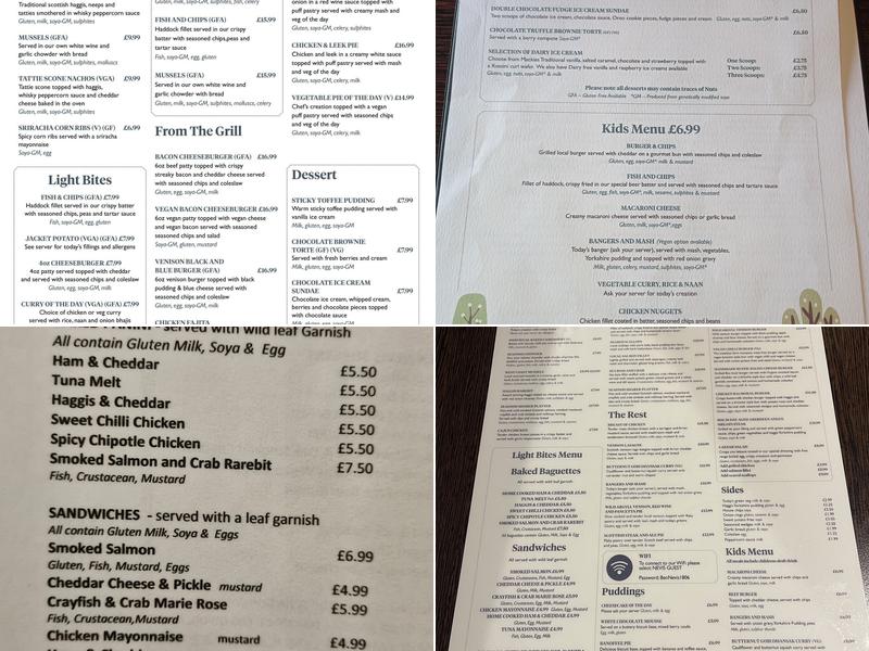 Ben Nevis Bar Menu