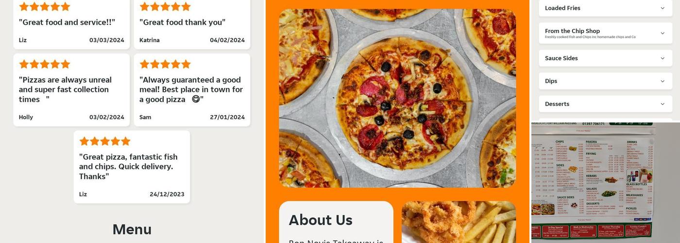 Ben Nevis Takeaway Menu