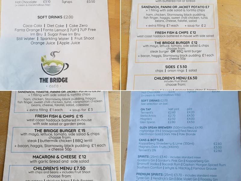 The Bridge Cafe Menu