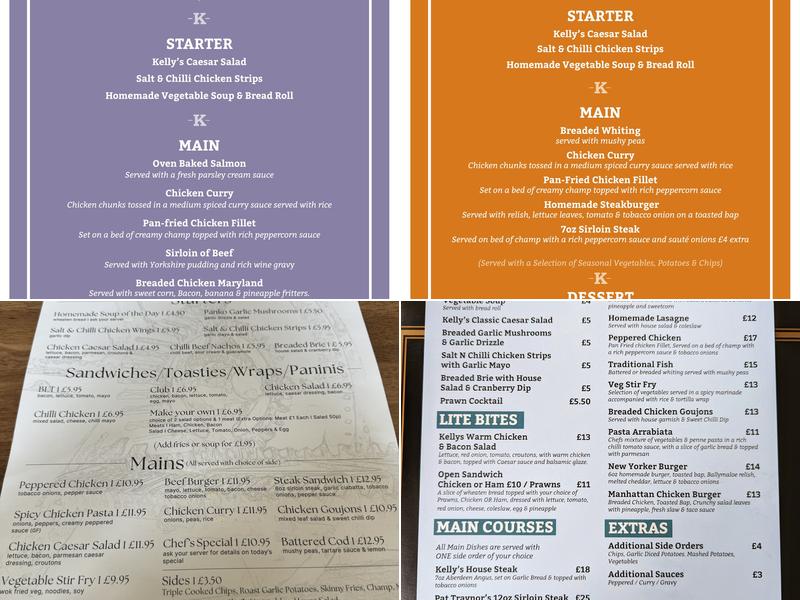 Kellys Inn Menu