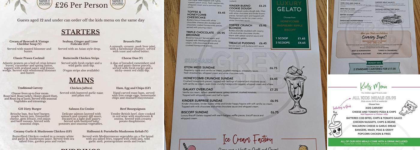 The Greyhound Inn Menu