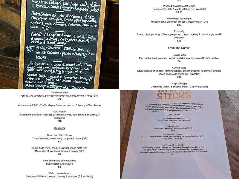 Inn At The Sticks Menu