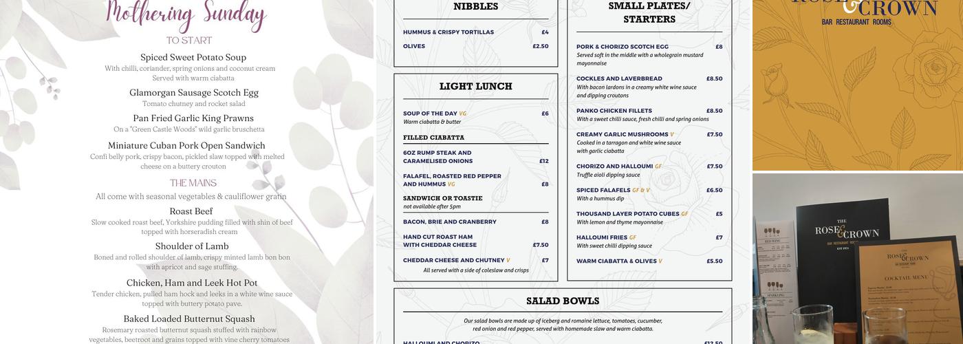 Rose and Crown Hotel Menu