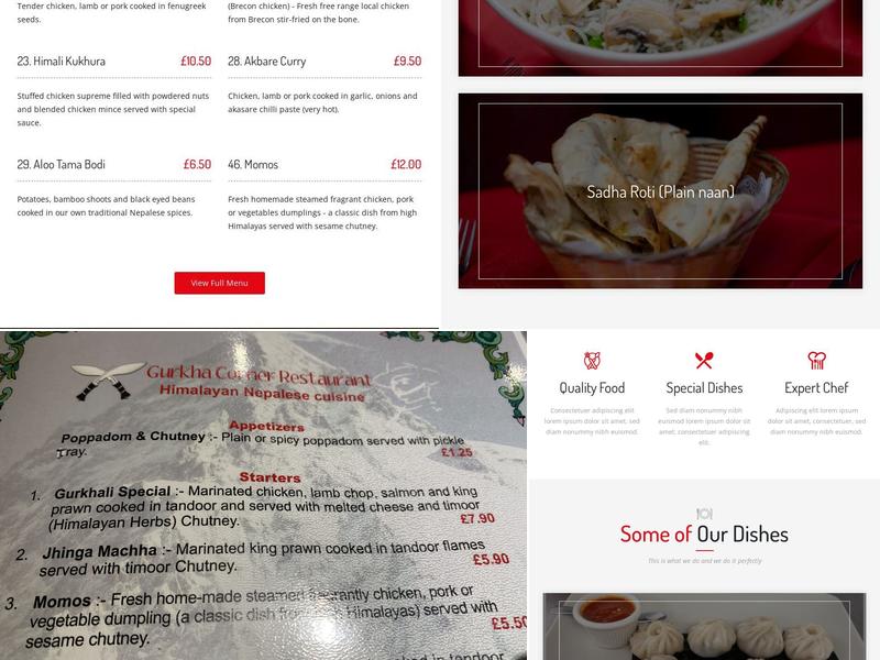 The Gurkha Corner Menu